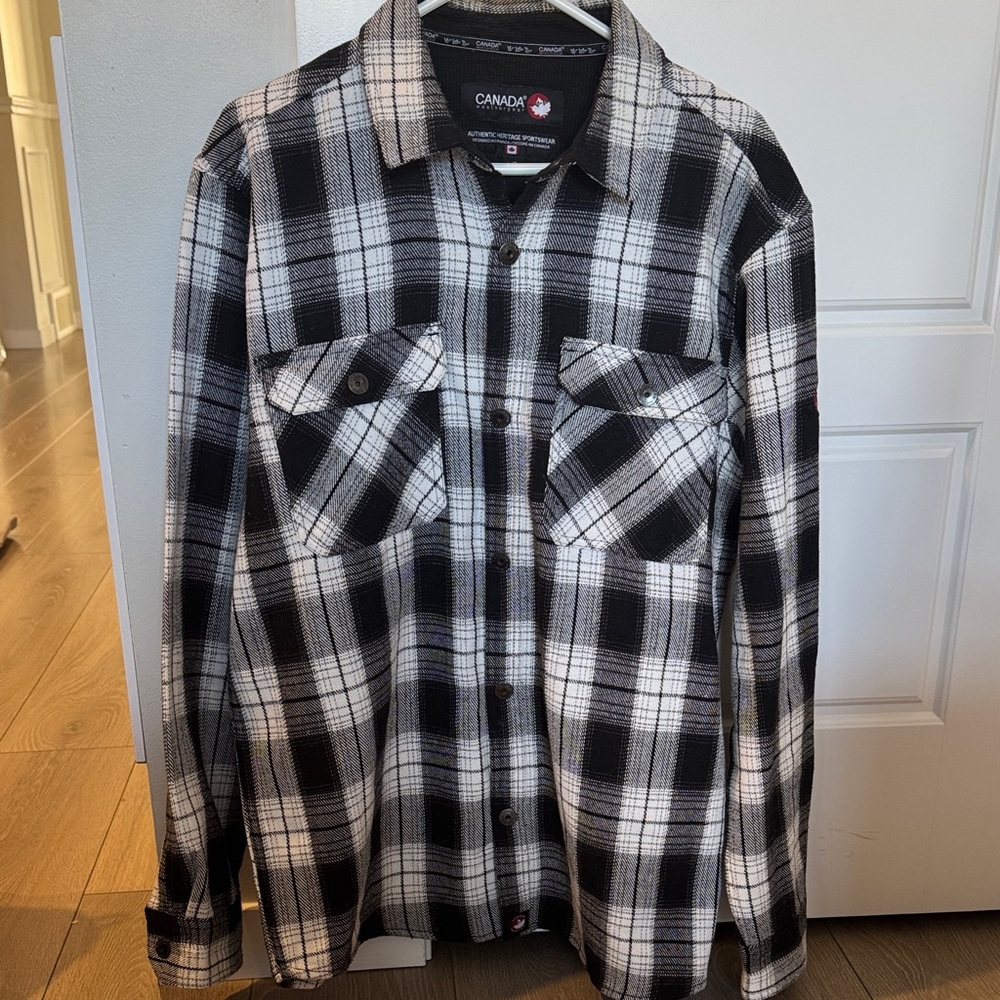 Canada Black and White Plaid Men's Shirt